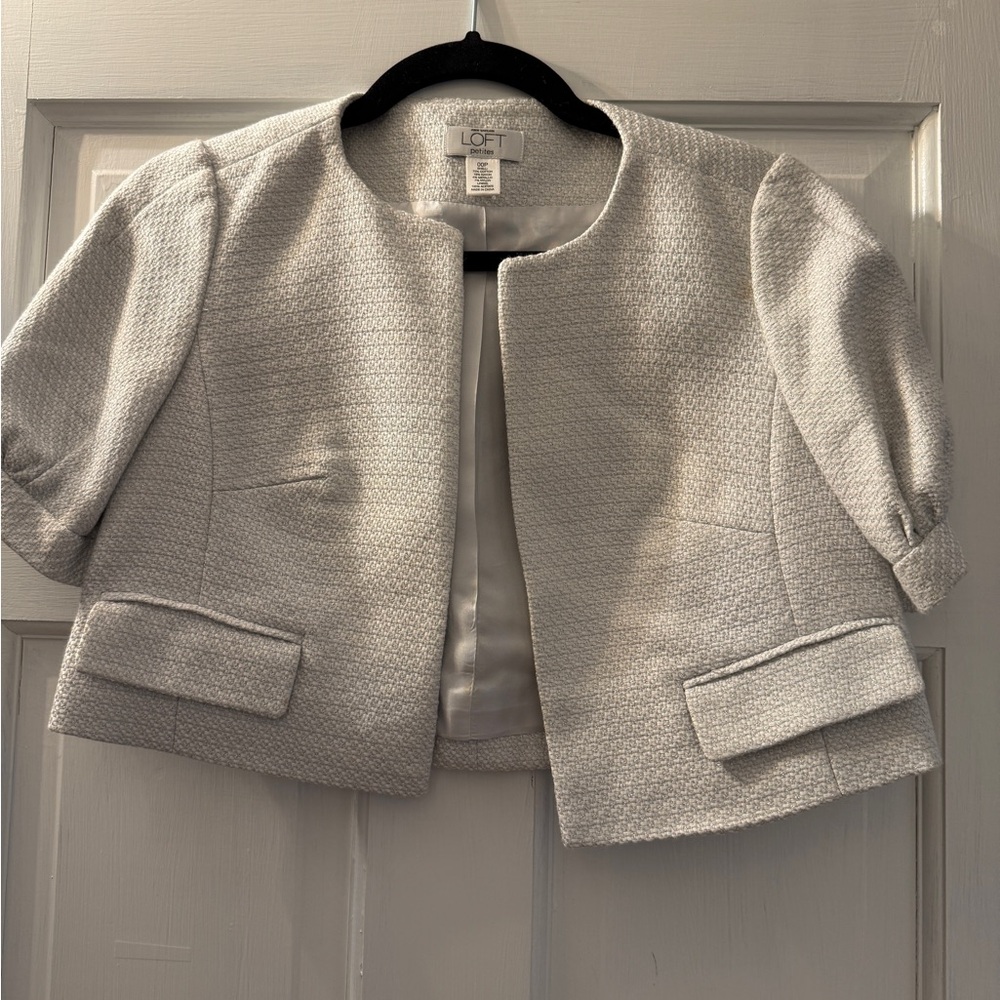 LOFT Women's Light Gray Textured Blazer